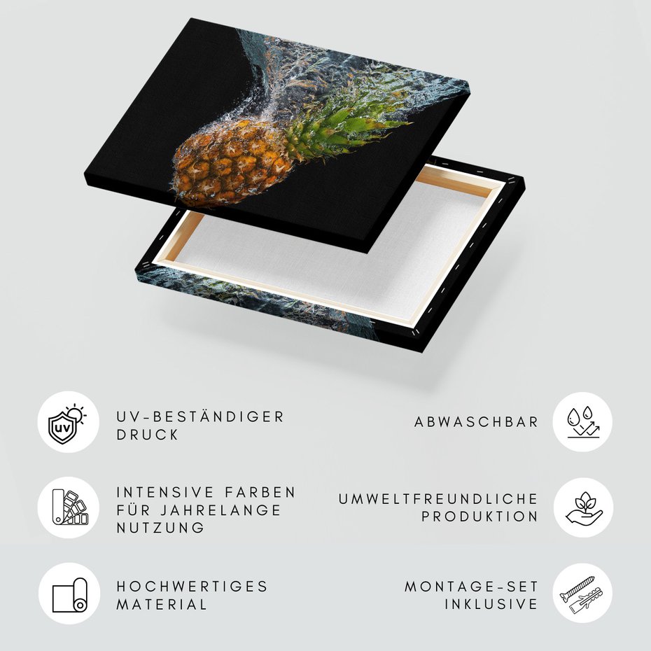 Obraz na płótnie - ananas, woda, owoce