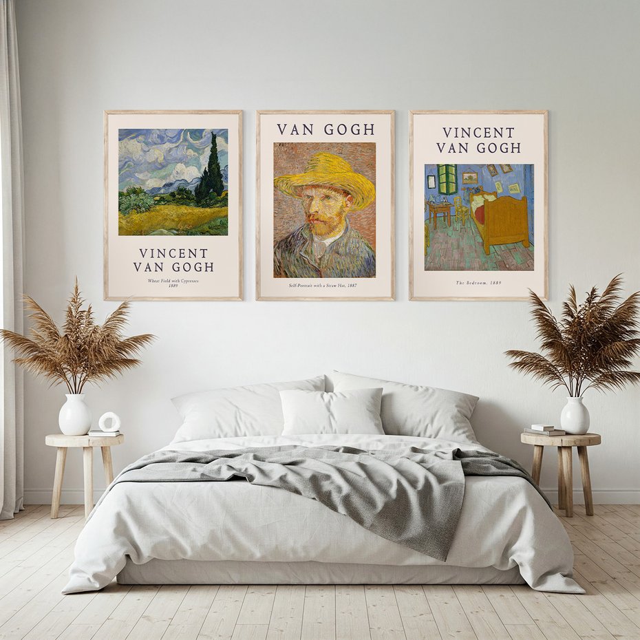 Zestaw obrazy w ramie, plakaty - Van Gogh, obrazy, sztuka - rama drewno