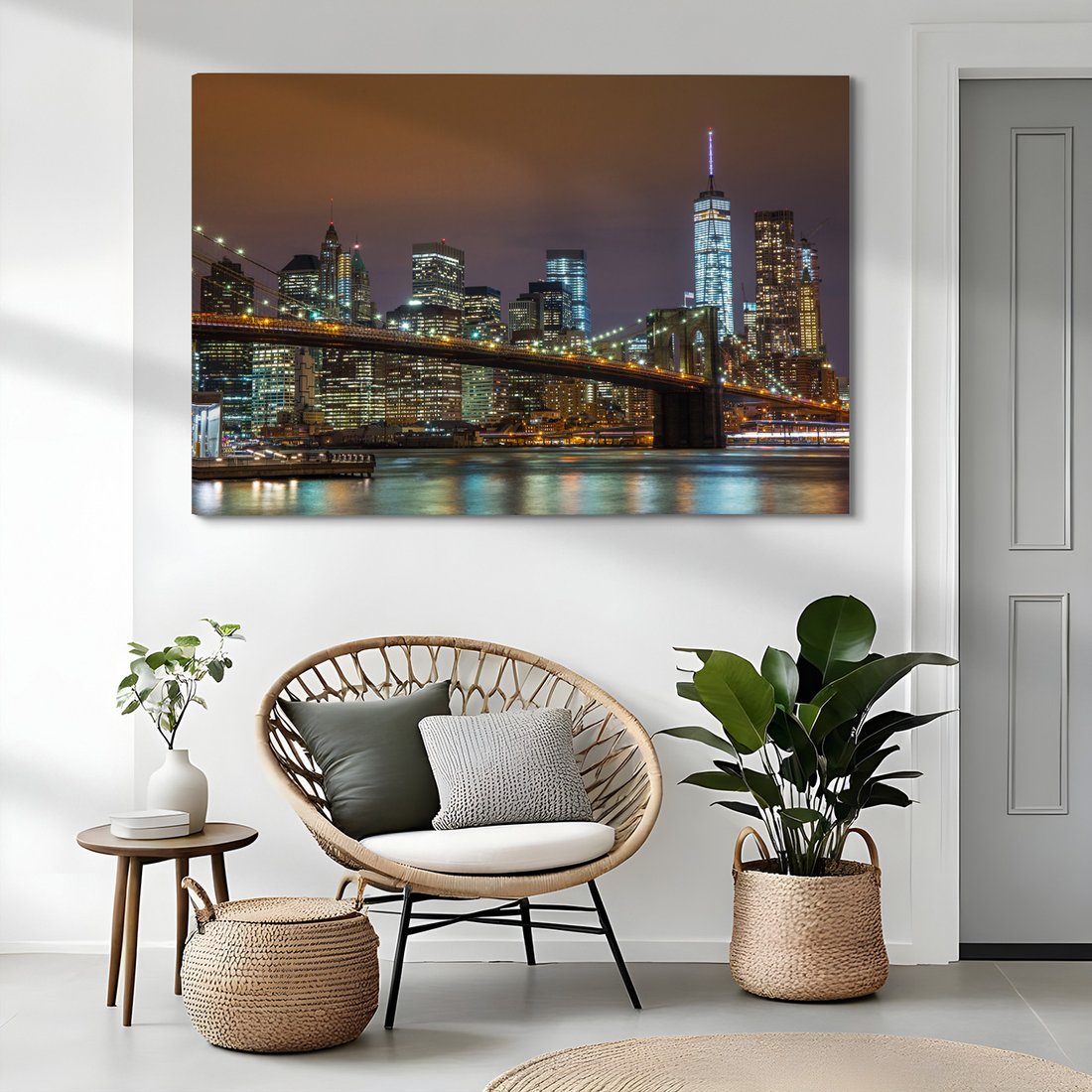 Obraz na płótnie - miasto, most, noc