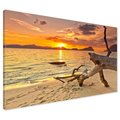Obraz na płótnie - zachód słońca, plaża, morze