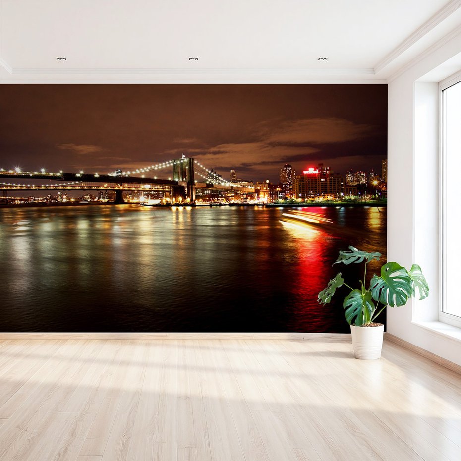 Fototapeta - miasto, most, noc