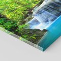 Obraz na płótnie - wodospad, las, turkusowy