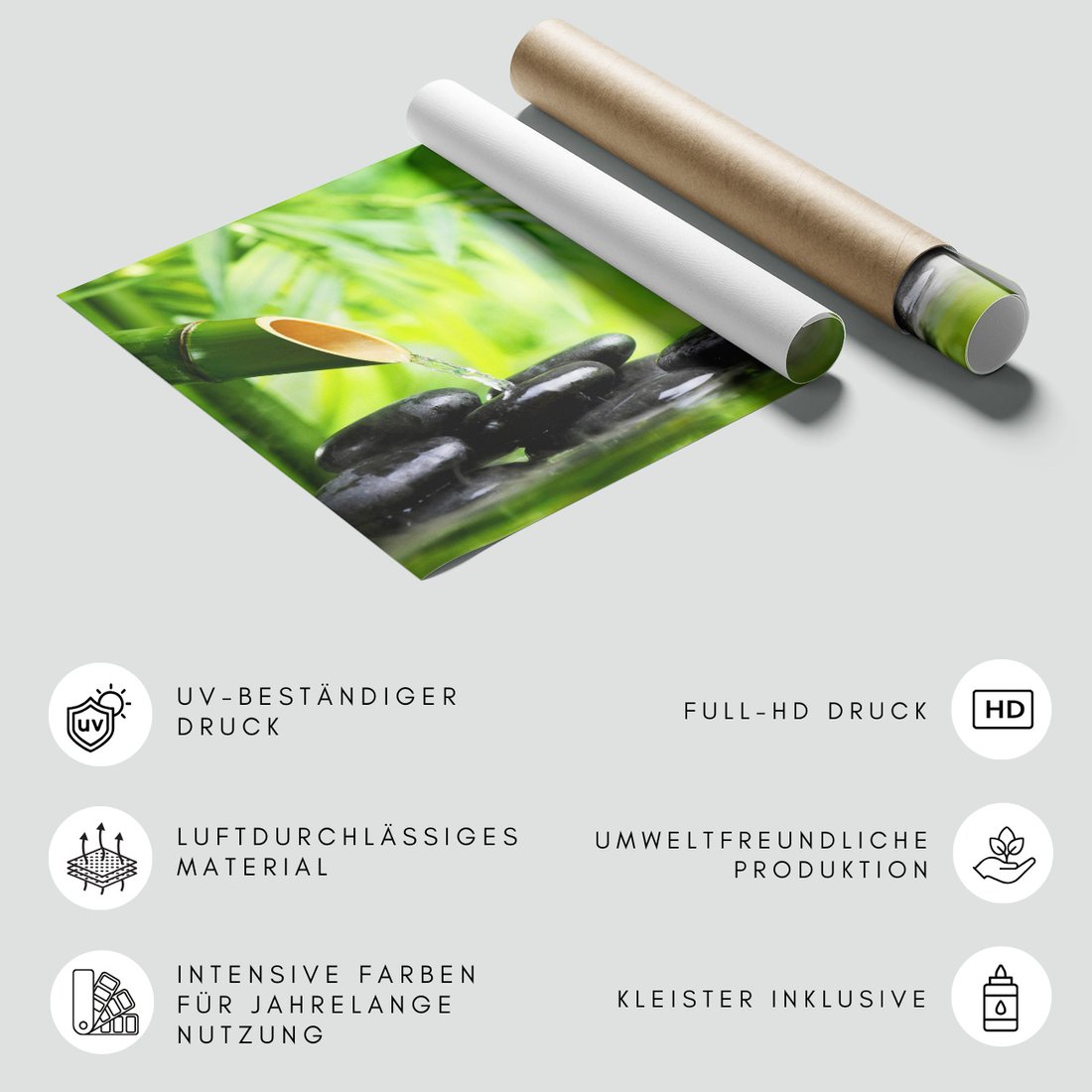 Fototapeta - bambus, kamienie, woda