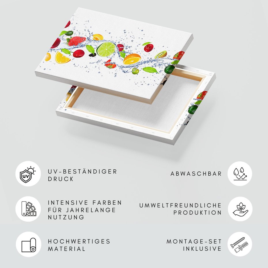 Obraz na płótnie - owoce, woda, świeżość