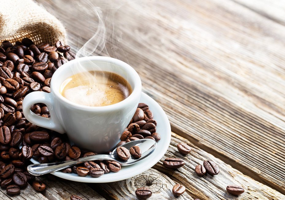 Fototapeta - kawa, ziarna, filiżanka