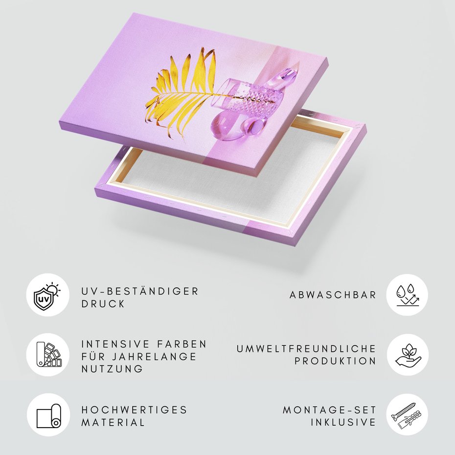 Obraz na płótnie - liść, szkło, kula