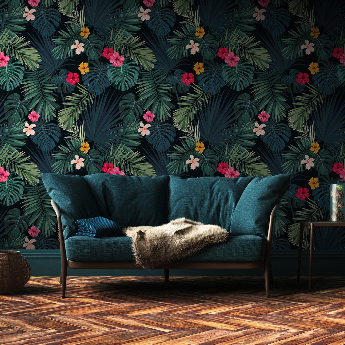 Tapeta - liście, kwiaty, tropiki