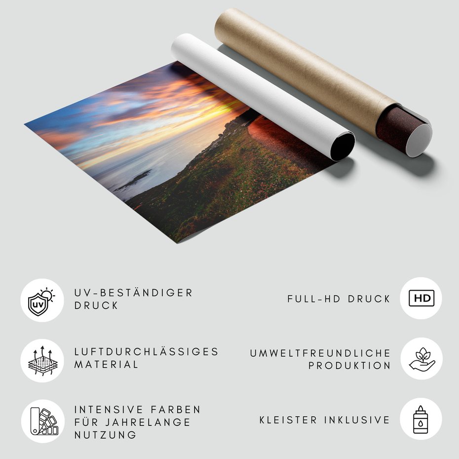 Fototapeta - latarnia morska, zachód słońca, droga