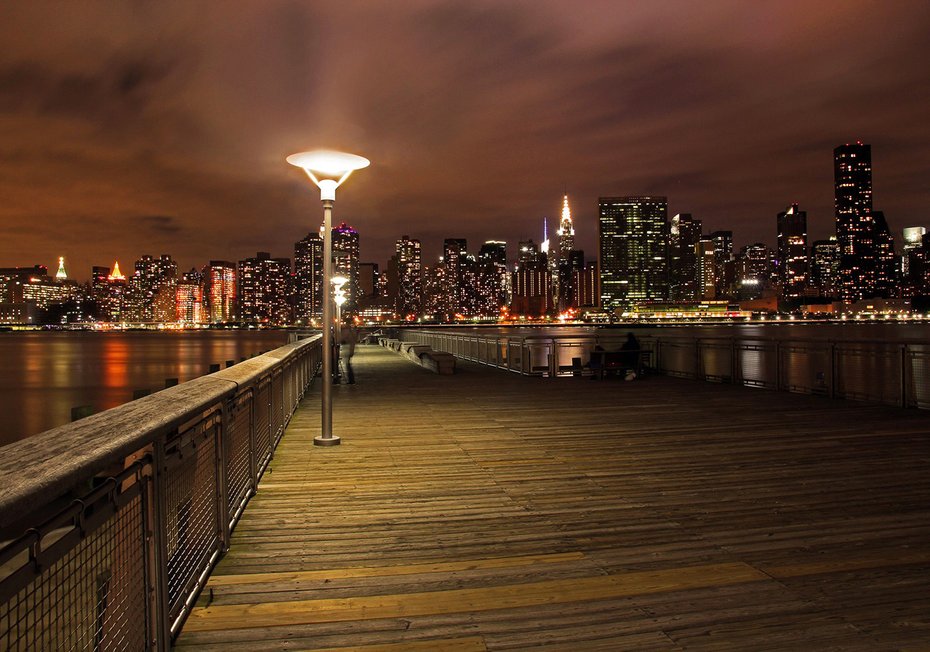 Fototapeta - miasto, noc, molo