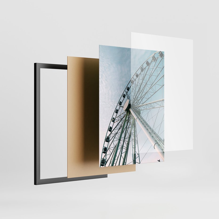 Zestaw obrazy w ramie, plakaty - atrakcje, piasek, morze - rama czarna