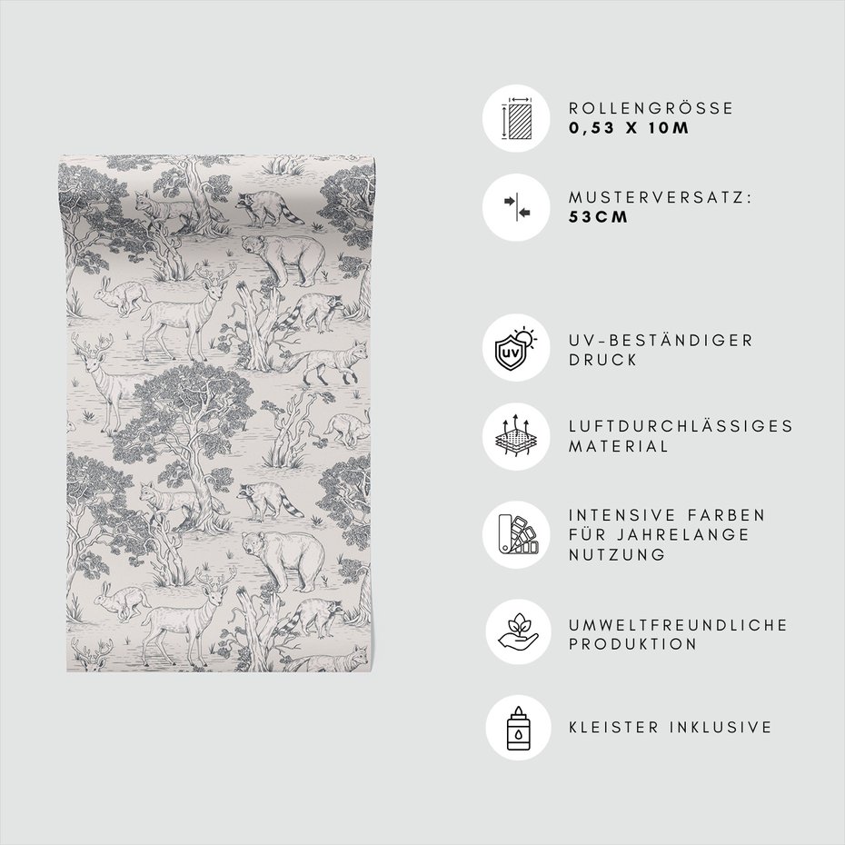 Tapeta - las, zwierzęta, drzewa