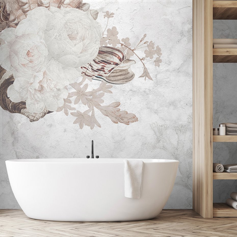 Fototapeta - loft, kwiaty, muszle