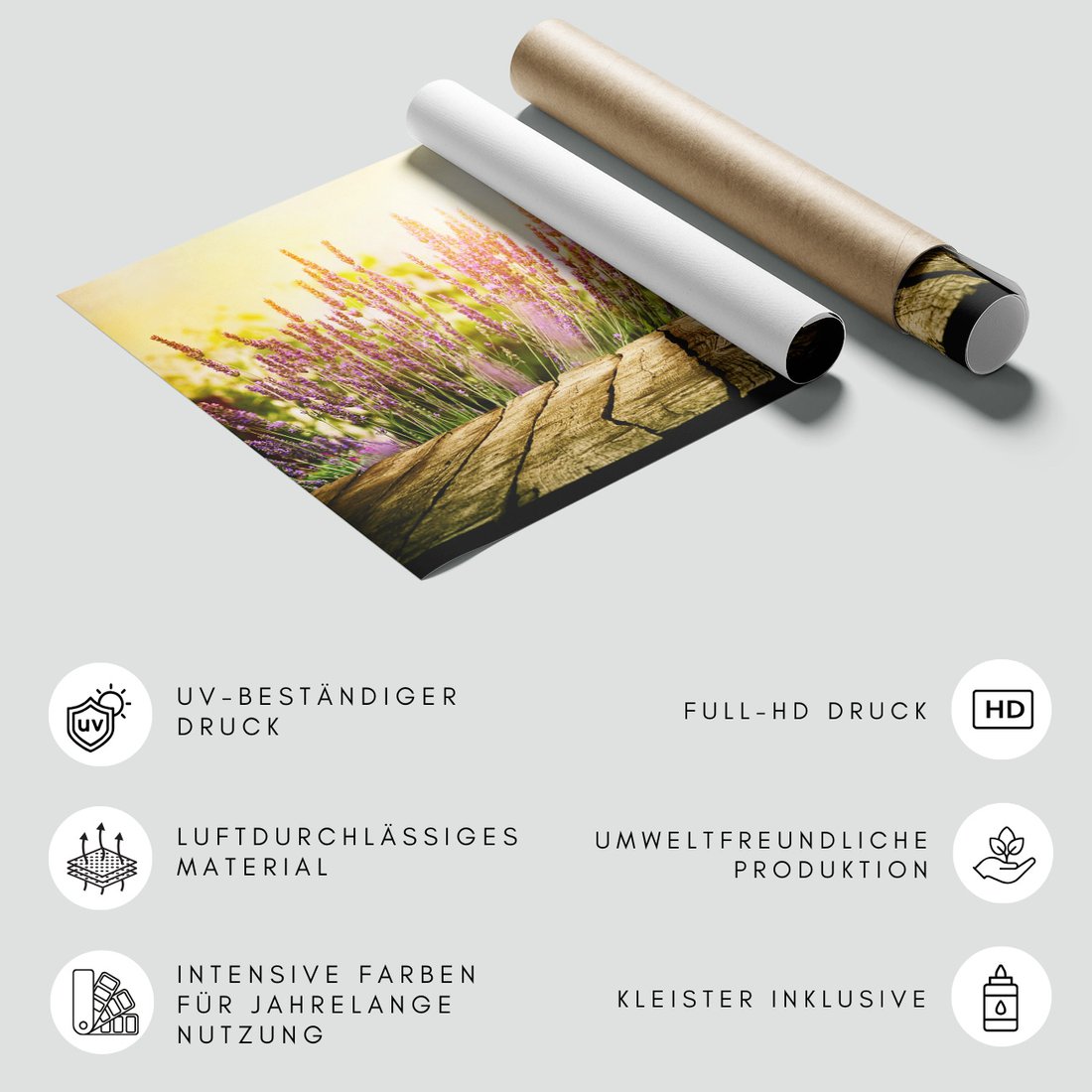 Fototapeta - lawenda, kwiaty, drewno