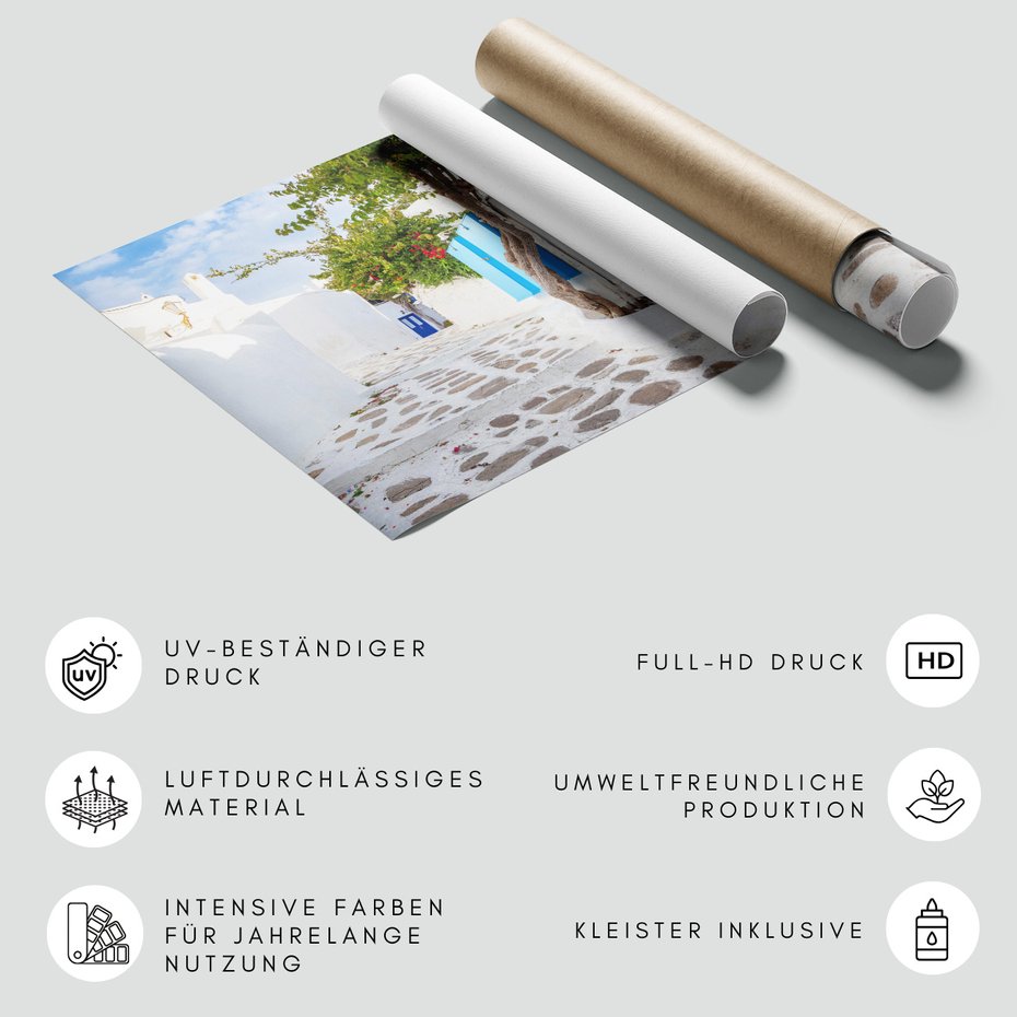 Fototapeta - uliczka, biały, niebieski