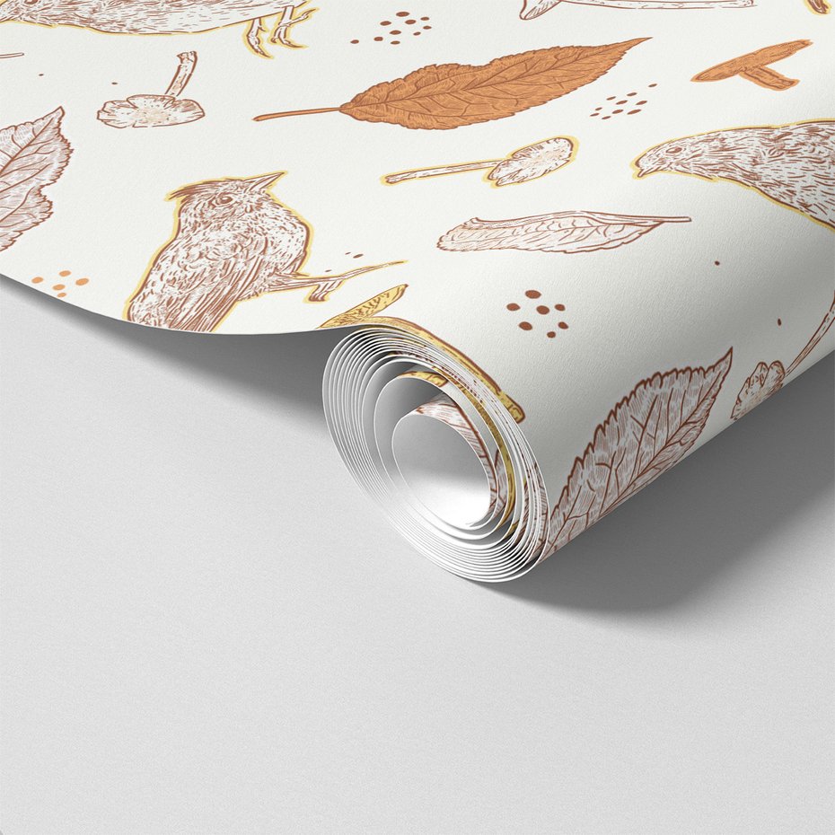 Tapeta - liście, grzyby, ptaki