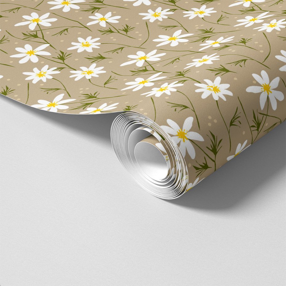 Tapeta - kwiaty, łodygi, kropki