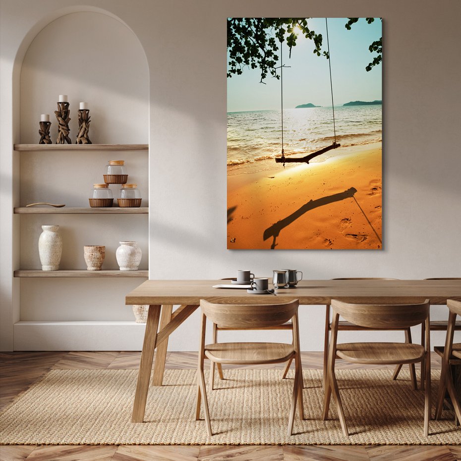 Obraz na płótnie - plaża, morze, huśtawka