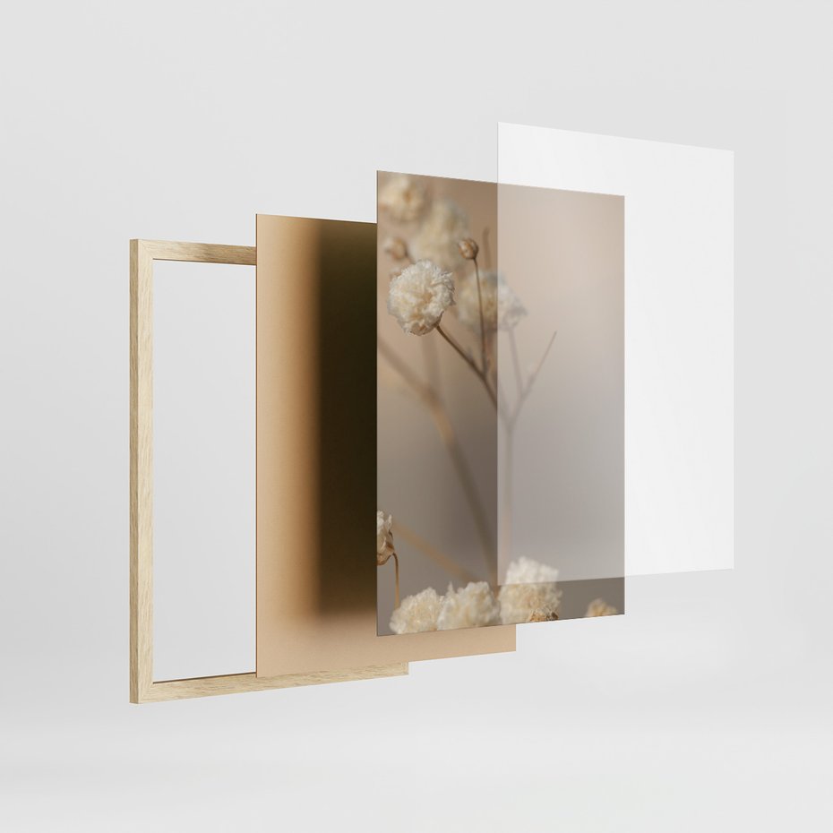 Zestaw obrazy w ramie, plakaty - kwiaty, roślina, suszone - rama drewno