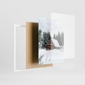 Zestaw obrazy w ramie, plakaty - zima, śnieg, drzewa - rama biała