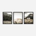 Zestaw obrazy w ramie, plakaty - góry, domy, krajobraz - rama czarna