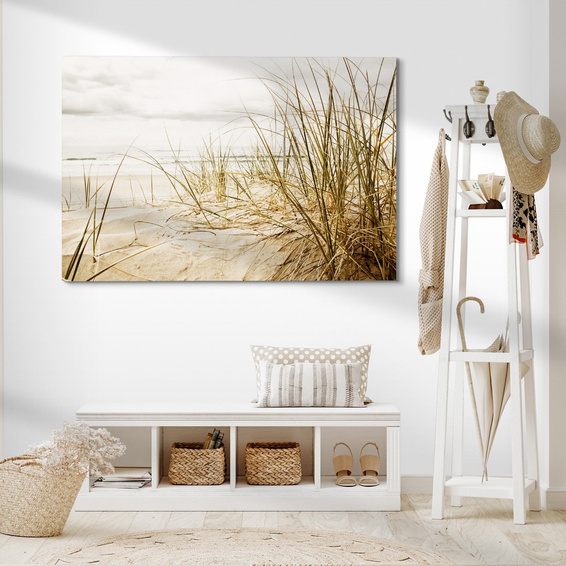 Obraz na płótnie - plaża, trawa, morze