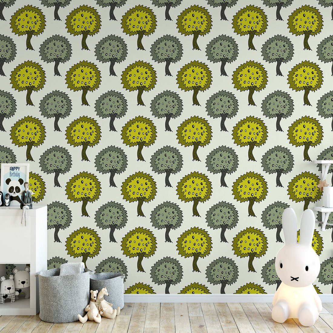 Tapeta - dziecięca, drzewa, wzór,