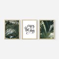 Zestaw obrazy w ramie, plakaty - liście,palmy,tropikalne - rama drewno