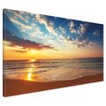 Obraz na płótnie - morze, plaża, zachód słońca