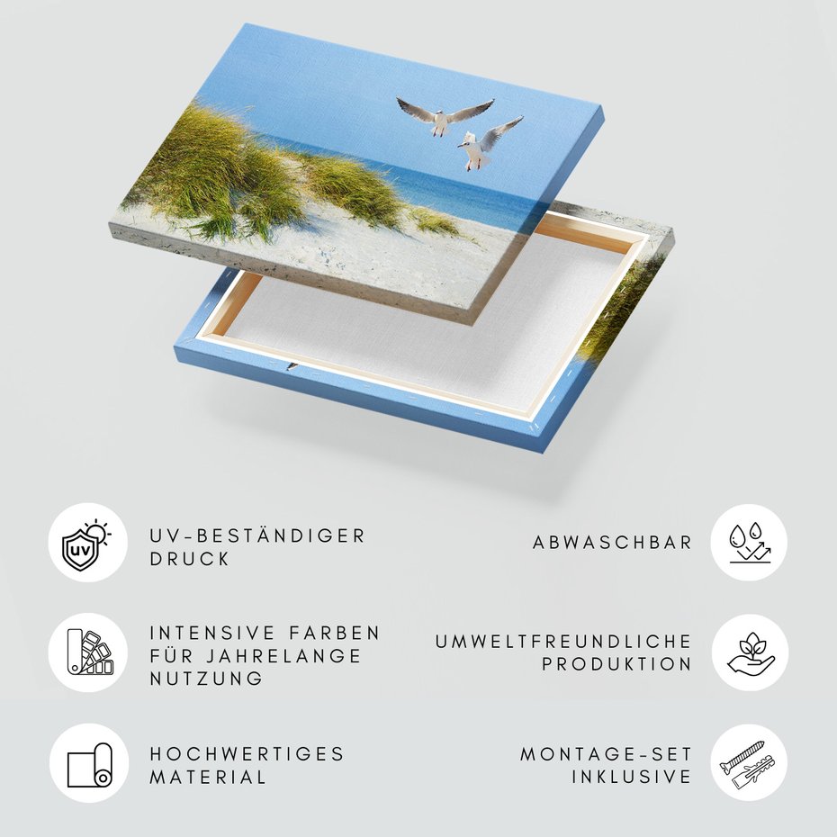 Obraz na płótnie - plaża, mewy, morze