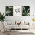 Zestaw obrazy w ramie, plakaty - liście,palmy,tropikalne - rama drewno