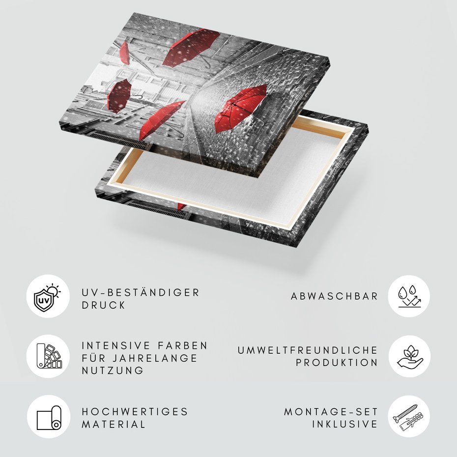 Obraz na płótnie - parasole, deszcz, ulica