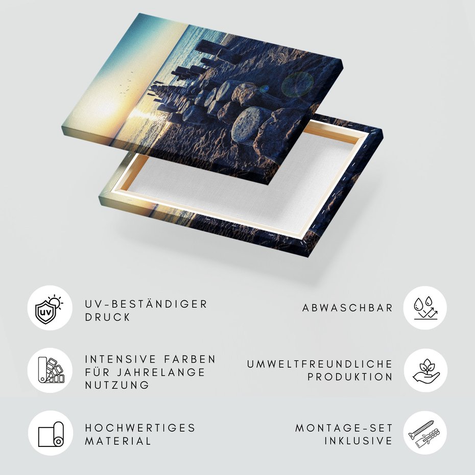 Obraz na płótnie - plaża, morze, zachód słońca