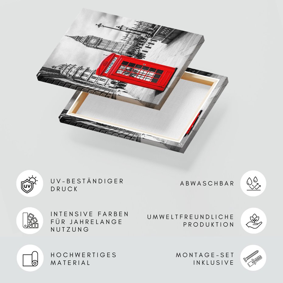 Obraz na płótnie - Londyn, budka telefoniczna, Big Ben