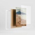 Zestaw obrazy w ramie, plakaty - plaża, morze, piasek - rama biała