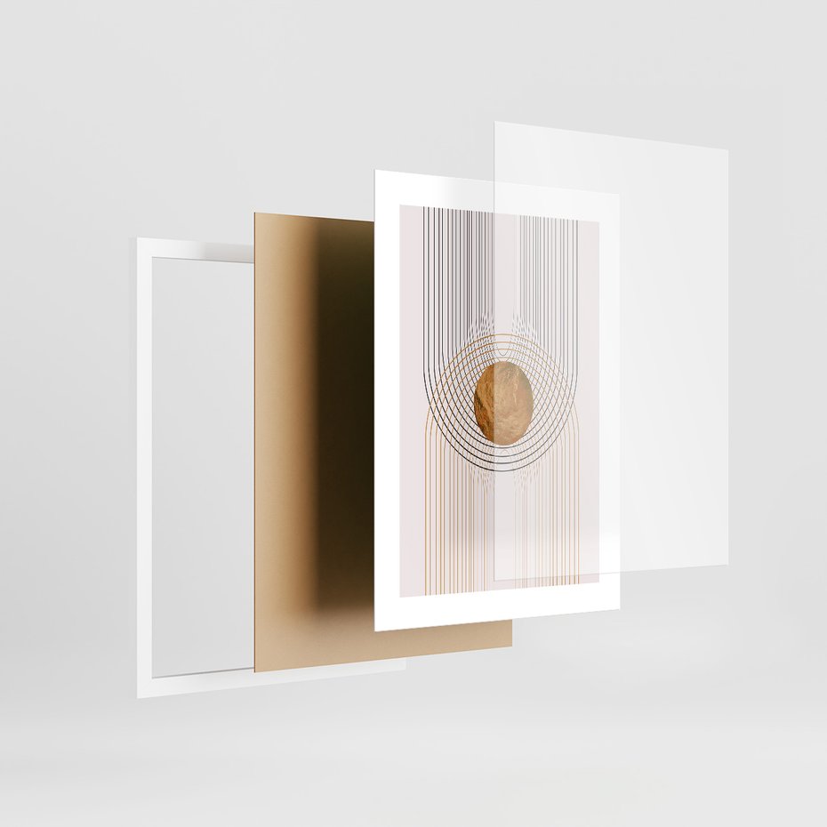 Zestaw obrazy w ramie, plakaty - abstrakcja, geometryczne, linie - rama biała