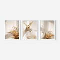 Zestaw obrazy w ramie, plakaty - trawa, dekoracja, pióra - rama biała