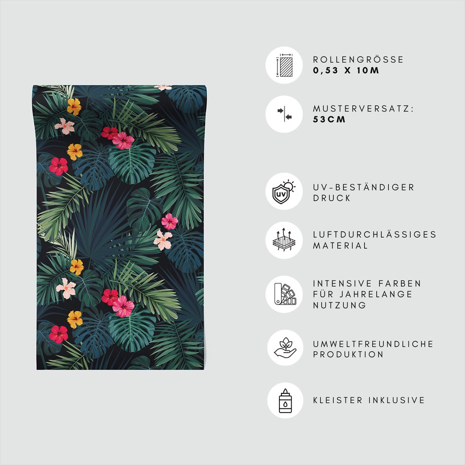 Tapeta - liście, kwiaty, tropiki