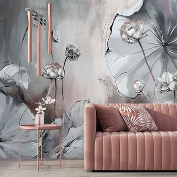 Fototapeta - beton, liście, lilie