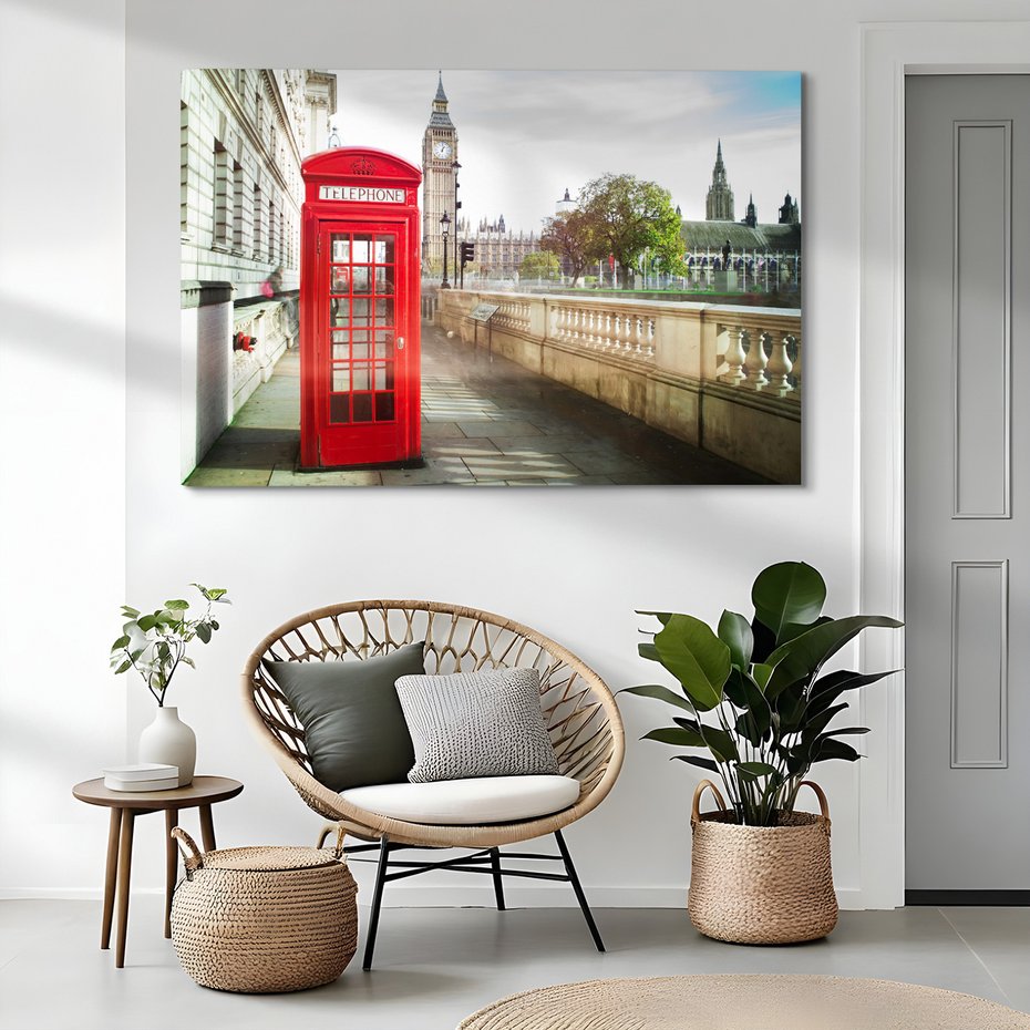 Obraz na płótnie - Londyn, budka telefoniczna, miasto