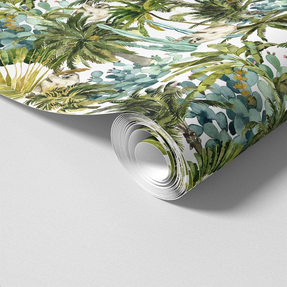 Tapeta - leniwce, palmy, kaktusy