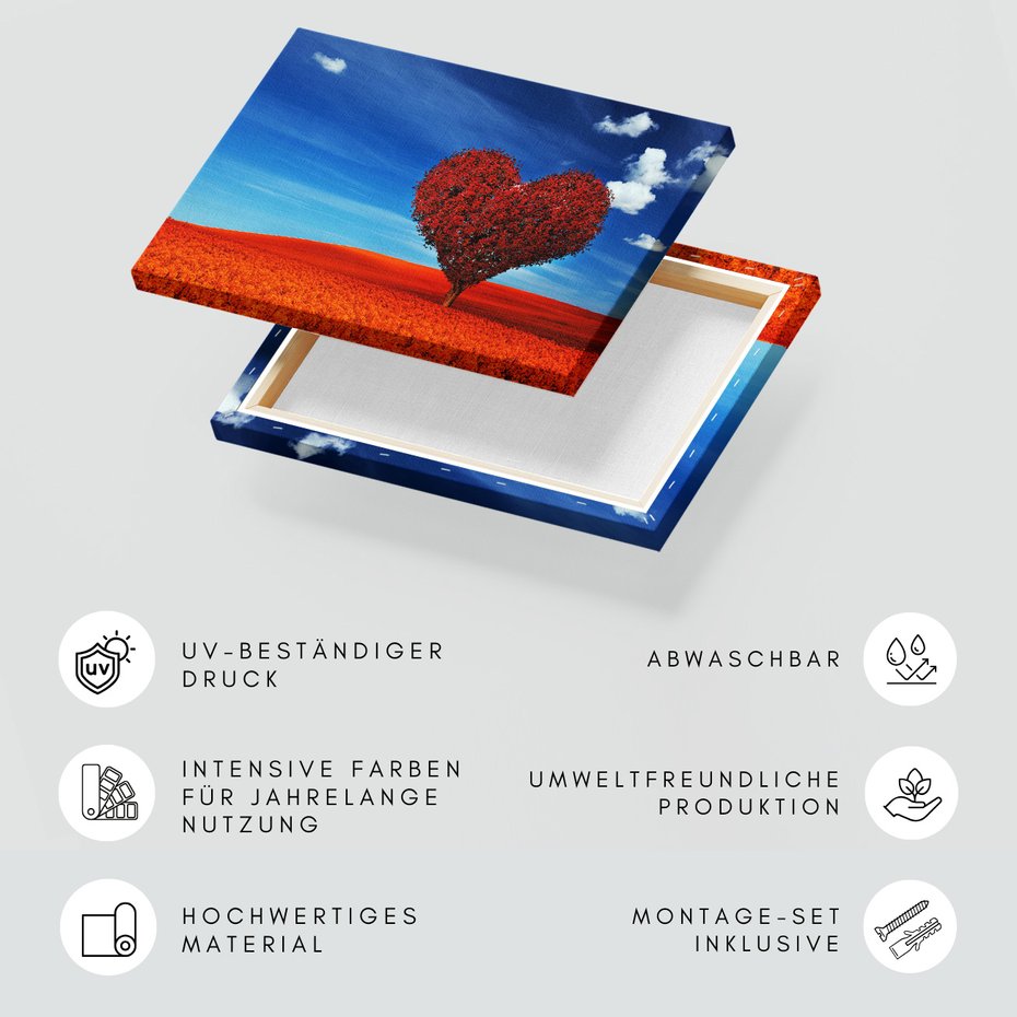 Obraz na płótnie - drzewo, serce, krajobraz