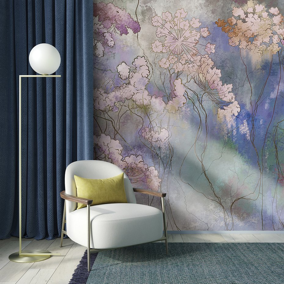 Fototapeta - beton, kwiaty, trawy