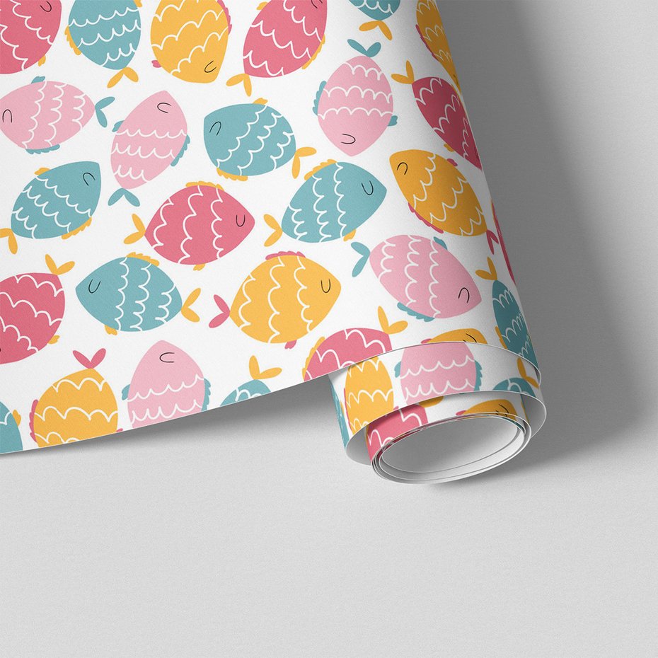 Tapeta - dziecięca, ryby, wzór, tło