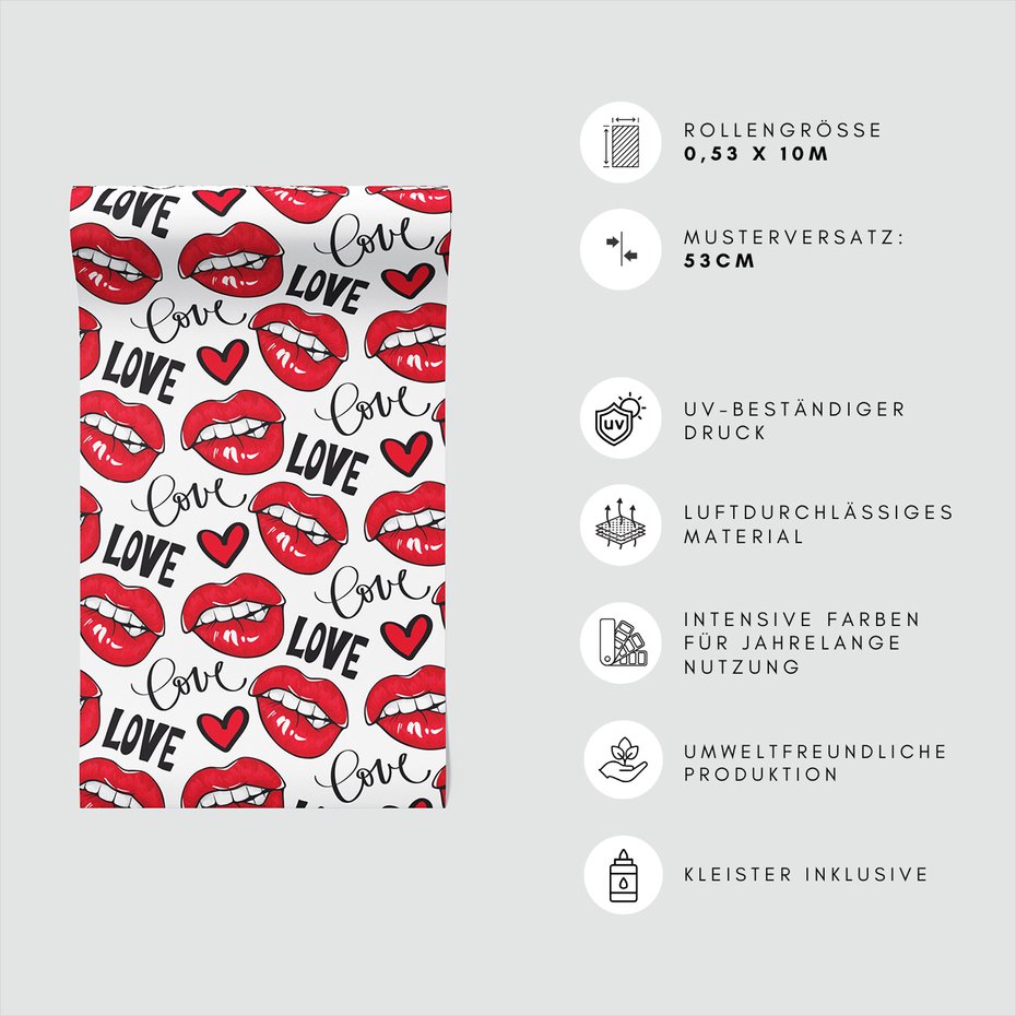 Tapeta - usta, miłość, serce