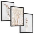 Zestaw obrazy w ramie, plakaty - bawełna, gałązki, delikatny - rama czarna