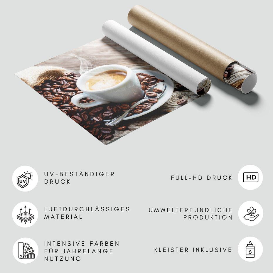 Fototapeta - kawa, ziarna, filiżanka