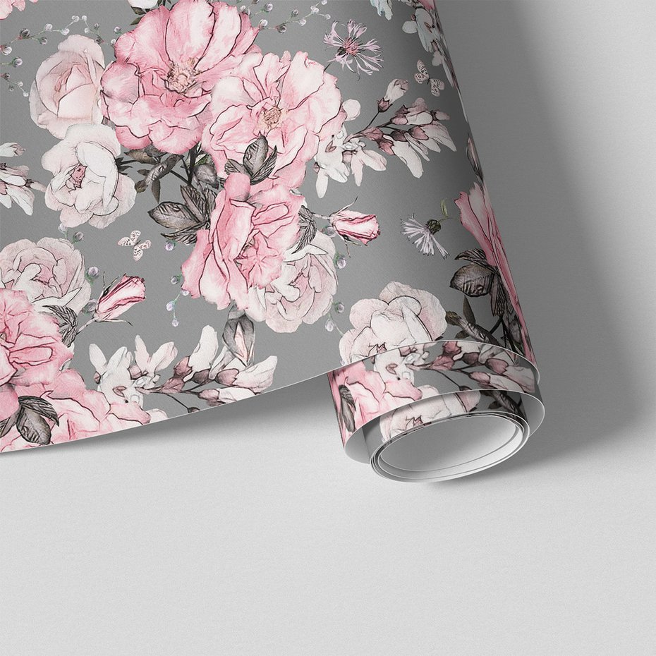 Tapeta - kwiaty, róże, motyle