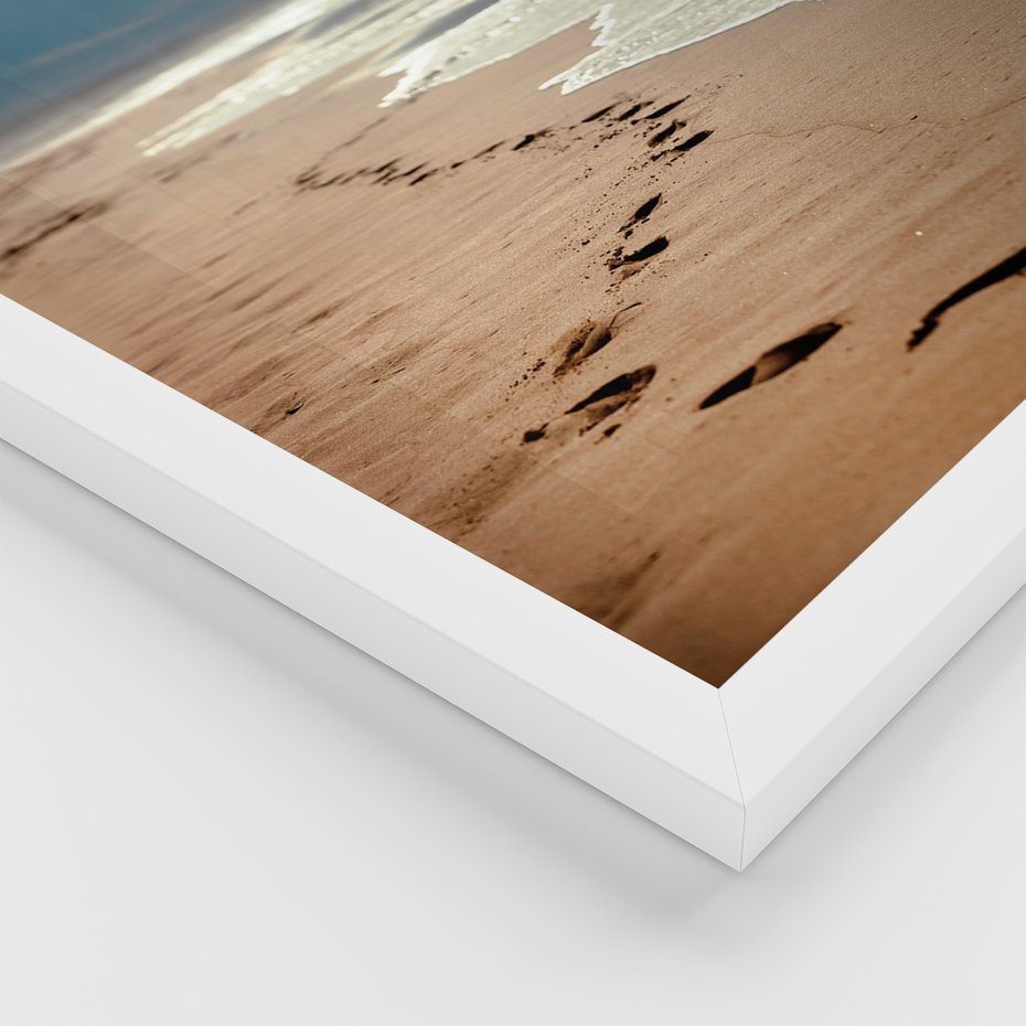 Zestaw obrazy w ramie, plakaty - plaża, morze, piasek - rama biała