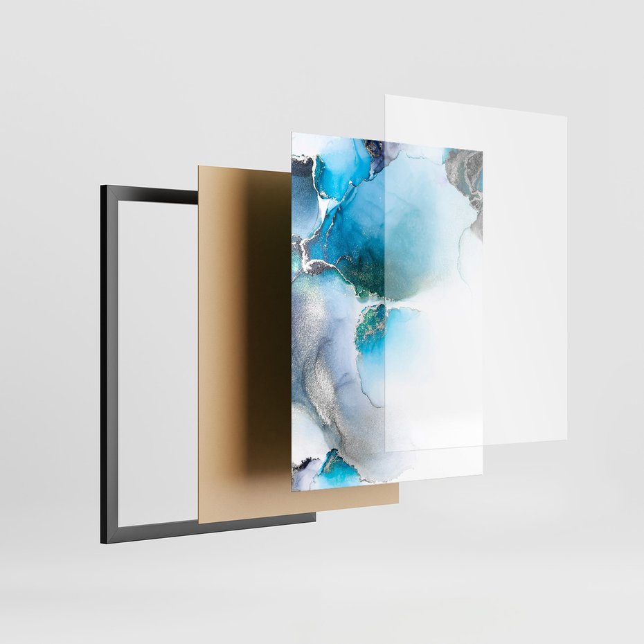 Zestaw obrazy w ramie, plakaty - abstrakcja, płyny, marmur - rama czarna