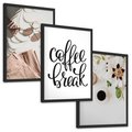 Zestaw obrazy w ramie, plakaty - kwiaty, kawa, akcesoria - rama czarna
